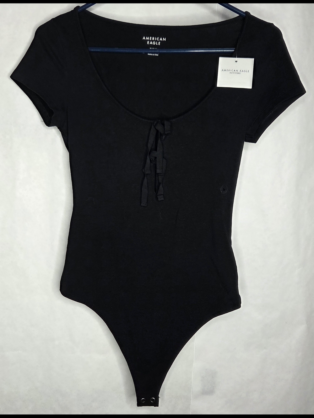 American Eagle Black Logo Tee with Subtle Branding